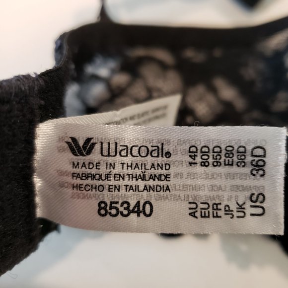 Wacoal French Garden Seamless Underwire T-Shirt Bra Black 36D - Picture 7 of 8